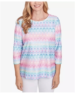 Женский классический биадерный топ с геометрическим узором и круглым вырезом, мультиколор Alfred dunner