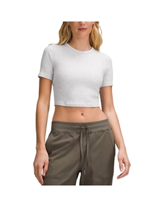 Облегающий кроп-топ Женский Светло-серый Lululemon