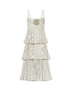 Платье миди в горошек ярусное, белое с точками Matrix Self-portrait