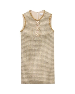 Самопортрет Мини-платье с отделкой из букле, золото Self-portrait