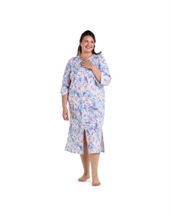 Халат большого размера из трикотажной пряжи с длинной застежкой-молнией, цвет tropical floral Miss elaine essentials