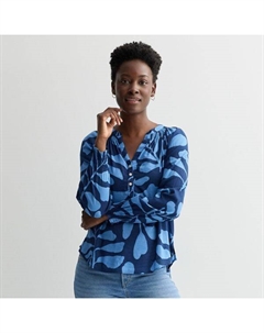 Женская блузка с манжетами и сборками Henley, цвет tonal navy leaf Sonoma goods for life