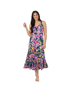 Женское уютное многослойное платье макси, цвет navy tropical floral Cuddl duds