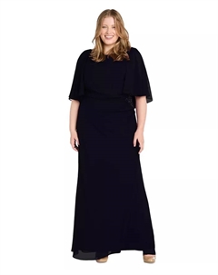 Платье с накидными рукавами и декорированной талией Plus Size, синий R&m richards