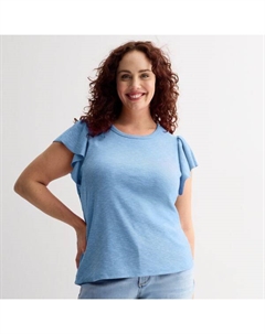 Топ больших размеров с рукавами-крылышками и ребристым узором, цвет peri phlox Sonoma goods for life