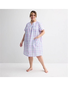 Короткий тканый халат на молнии больших размеров, цвет summer plaid pink Croft & barrow