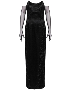 Платье без бретелей со стразами, черный Bazza alzouman