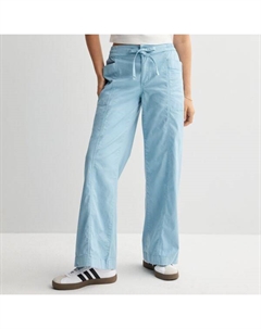 Юношеские универсальные брюки с завышенной талией на резинке, цвет blue delight So