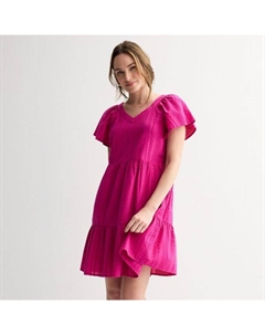 Женское платье с v-образным вырезом и ярусами, цвет gia magenta Sonoma goods for life