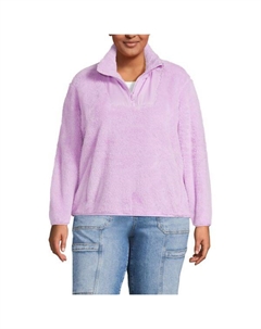 Свитер большого размера из шерпы с полумолнией, цвет blushed lilac Lands' end