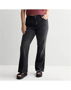 Джинсы для подростков plus size с высокой посадкой и расклешенными штанинами в стиле 90-х, цвет washed black So