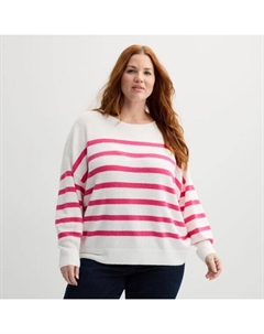 Свитер больших размеров с рукавами-фонариками, цвет ivory neon stripe Sonoma goods for life