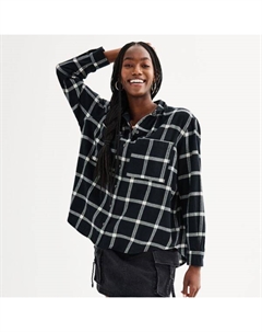 Детская оверсайз рубашка из фланели на пуговицах, цвет black plaid So