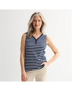 Женский топ с v-образным вырезом, цвет navy stripe Croft & barrow