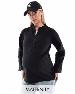 Флисовый комбинезон для беременных Mamalicious с застежкой-молнией спереди и широкими рукавами, черный