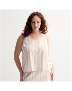 Майка для сна больших размеров из льна, похожая на тканую майку, цвет beige stripe Sonoma goods for life