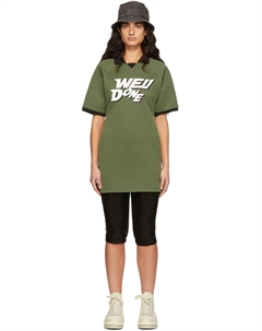 Зеленое мини-платье из полиэстера с регланами We11done