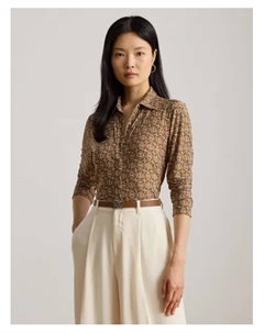 Рубашка Slim fit, коричневый Lauren ralph lauren