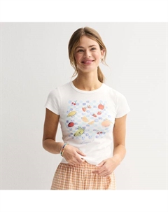 Облегающая футболка для подростков Baby Tee, цвет blue picnic graphic So