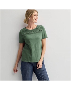 Женская футболка с круглым вырезом и сборками, цвет manolo olive Croft & barrow