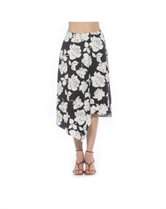 Женская асимметричная юбка-солнце, цвет black white floral Alexia admor