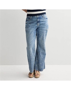 Джинсы-клеш с широкими штанинами и средней посадкой для подростков больших размеров, цвет medium tint So