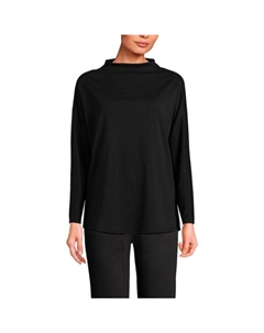 Женская спортивная кофта с длинным рукавом и воротником-воронкой, черный Lands' end