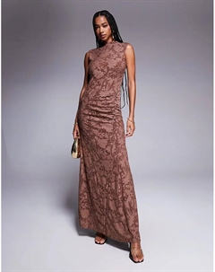 Платье макси без рукавов с открытой спиной коричневого цвета Asos design