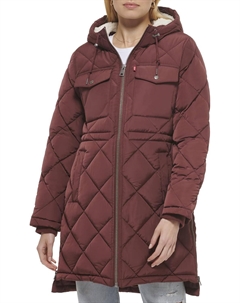 Женская длинная парка с мягкой подкладкой из шерпы и ромбовидной стежкой, винный Levi's®