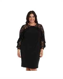 Короткое платье с лифом-иллюзией больших размеров, черный R&m richards