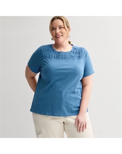 Футболка большого размера со сборками, цвет nominee blue Croft & barrow