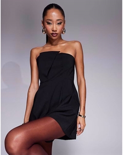 Структурированный драпированный комбинезон-бандо черного цвета Asos design