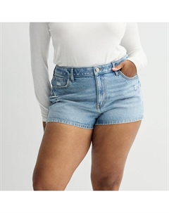 Джинсовые шорты свободного кроя с завышенной талией для подростков плюс сайз, цвет medium destructed So