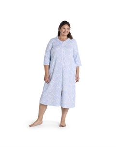 Длинный халат большого размера из стеганого трикотажа, цвет blue paisley Miss elaine essentials