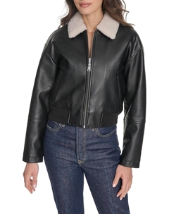 Женская куртка-бомбер из искусственной кожи с отложным воротником, черный Levi's®