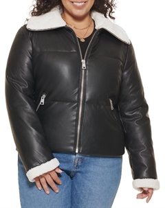 Женская куртка-пуховик Breanna из искусственной кожи с воротником из овчины, черный Levi's®