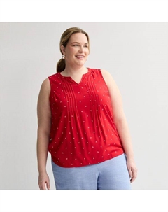 Плюс сайз топ без рукавов с защипами, цвет red fun anchor Croft & barrow