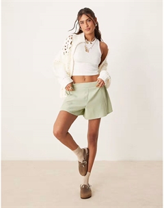 Шорты-боксеры из льняного материала фисташкового цвета Asos design