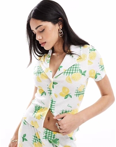 Рубашка Revere с укороченным ворсом с принтом лимонного напитка Asos design