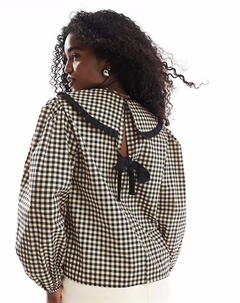 Рубашка с воротником и бантом сзади в клетку «клетушка» Asos design