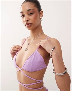 Треугольный бикини-топ с запахом в будние дни фиолетового цвета Weekday