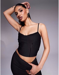 Топ-комбинация с кружевной отделкой в тонкую полоску Asos design