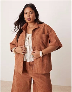 Замшевая рубашка свободного кроя Curve светло-коричневого цвета Asos design