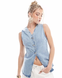 Жилет с поясом-резинкой светло-голубого цвета Asos design
