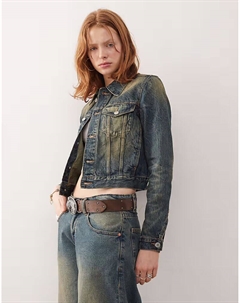 Джинсовая куртка в винтажном синем цвете Weekday