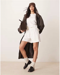 Укороченный комбинезон с объемным лифом и толстым рубчиком, кремового цвета Asos design