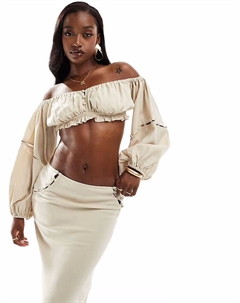 Укороченный топ с открытыми плечами и пуговицами, кремовый цвет Asos design