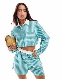 Укороченный топ в зеленую полоску с контрастным воротником, комплект Asos design