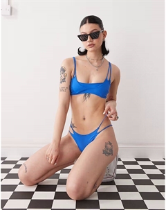 Многослойный бикини-топ буднего дня синего цвета Weekday