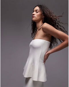 Комбинезон-бандо с баской белого цвета Mango